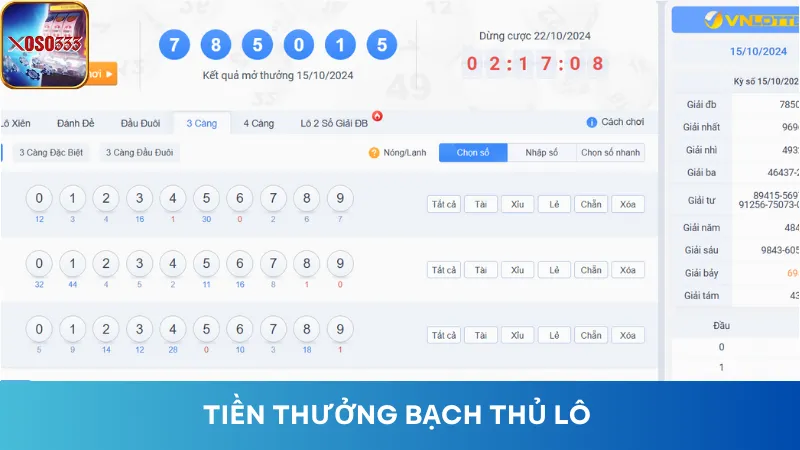 Tùy thuộc vào loại lô đề mà giải thưởng sẽ khác nhau