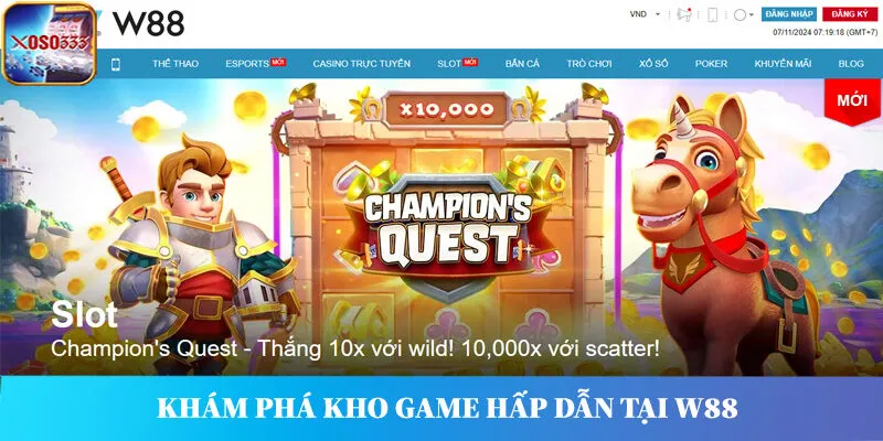 Khám phá kho game hấp dẫn tại W88